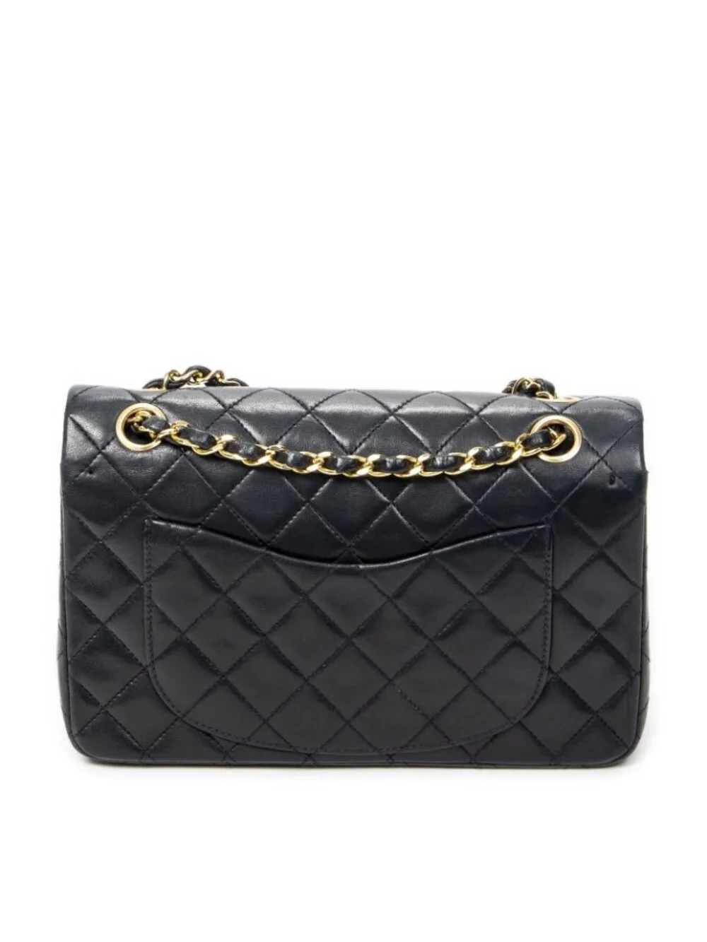 Chanel Quilted Double Flap Navy Lambskin Leather